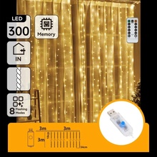 Aigostar B.V. stmievateľný LED vianočný reťazec 300×LED/8 funkcií USB 6×3 m teplá biela + DO B103031XJ