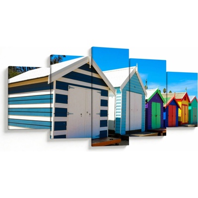 Obraz - Pláž Brighton, Melbourne, Austrálie, pětidílný 150x80 cm
