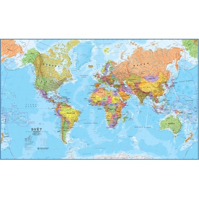 Excart Maps Svět - nástěnná politická mapa 136 x 84 cm (ČESKY) Varianta: bez rámu v tubusu, Provedení: laminovaná mapa v lištách