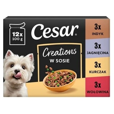 Cesar Creations Mix Chutí hovädzina, kurča jahňacina moriak pre dospelých psov 12 x 100 g