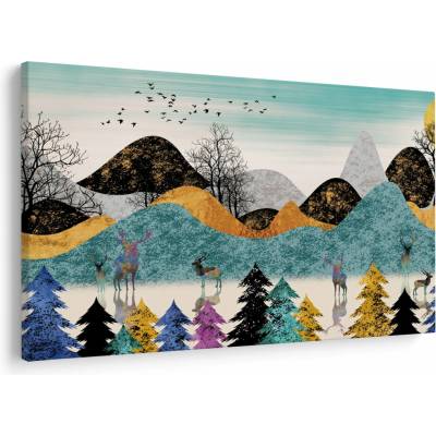 Grafický obraz s jeleny, jednodílný 90x60 cm