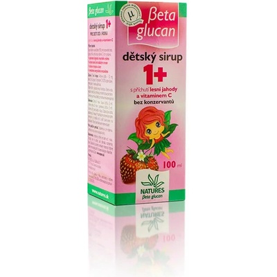 Natures Beta Glucan Detský sirup 1 + s príchuťou lesných jahôd 100 ml