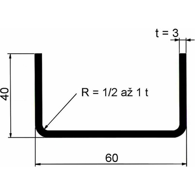 Jekl otevřený U 60×40×3 mm – 6 m