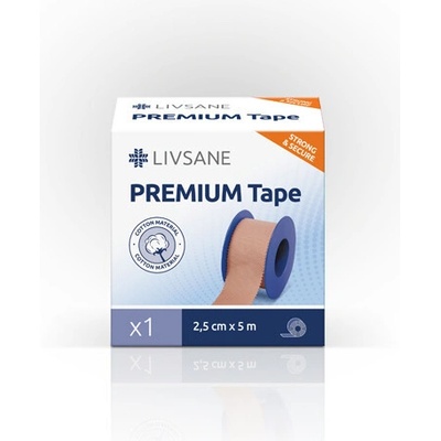 LIVSANE Fixačná páska PREMIUM 2,5 cm x 5 m, béžová, cievka, 1 ks