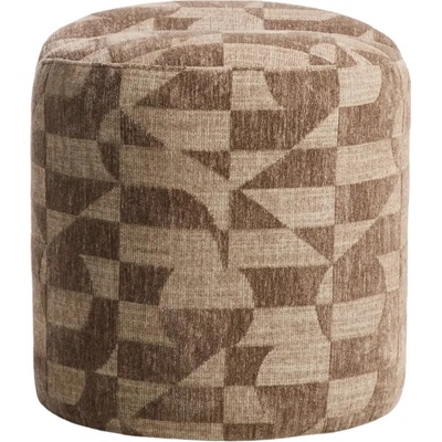 Kave Home Hnědý vzorovaný puf Nedilo Ø45 cm