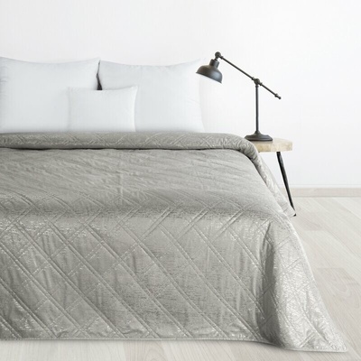 Takoy Sametový přehoz stříbrný 200x220 cm prošívaný metodou hot press se vzorem káro LUIZ BLINK Design 91-HF-468957 | 200 x 220 cm
