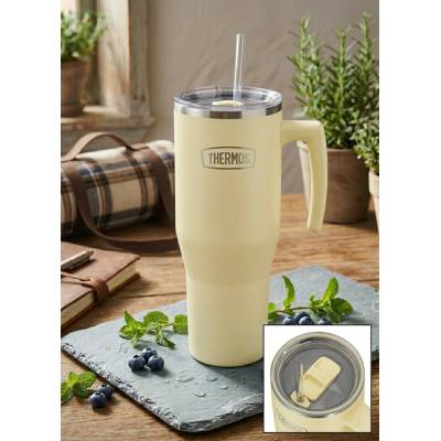 Thermos Refreshing termohrnček s madlom a slamkou 1,1 l matne vanilková