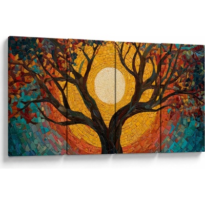 Obraz - Slnko v korune stromu života, štvordielne 160x80 cm