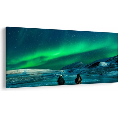 Obraz ľudí a polárna žiara, jednodielne 250x125 cm
