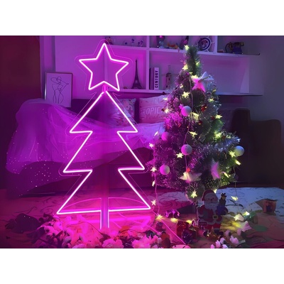 Fotověci Neonový Nápis Neon LED Vánoce Vánoční Dekorace Christmas (Vyrábíme i na Míru) Varianta: Vánoční Stromek s hvězdou 120x50cm – Hledejceny.cz