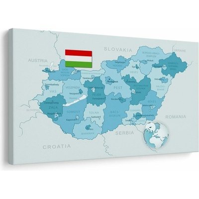 Obraz elegantná modrá mapa Maďarska