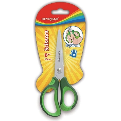 Školské nožnice KEYROAD, 15,5 cm, blister, mix farieb