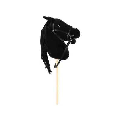 Kůň na tyči 70cm na baterie Teddies se zvukem černý
