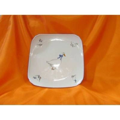 Český porcelán Dubí Mísa čtyřhranná italská U666 husy 21 cm