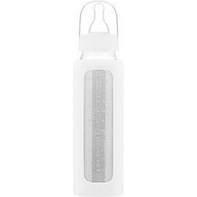 EcoViking Kojenecké láhev skleněná úzká silikonový obal bílý 240ml