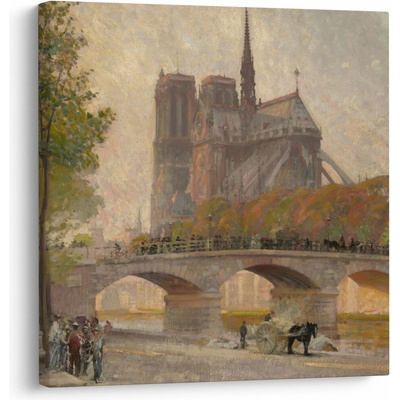 Obraz - Robert William Vonnoh, Notre Dame de Paris, reprodukcia, jednodielne 30x30 cm