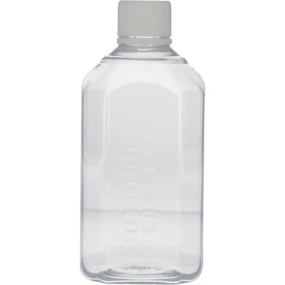 Laboratórna fľaša z PET, priehľadná, uzáver na závit, mierka, 1000 ml, 24 ks