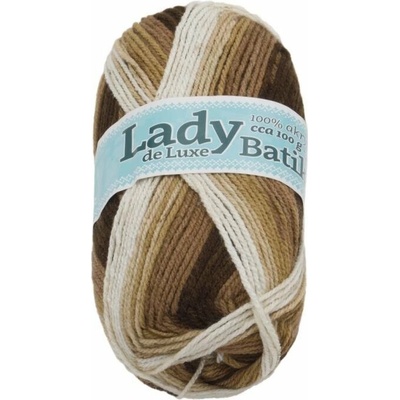 Priadza Lady de Luxe BATIK 100g - 611 biela, béžová, hnedá (6792)