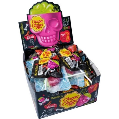 Chupa Chups Skull Lízátko 3D jahoda/ limetka 45 x 15 g