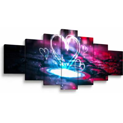 Obraz svetelného srdca, sedemdielne 210x100 cm