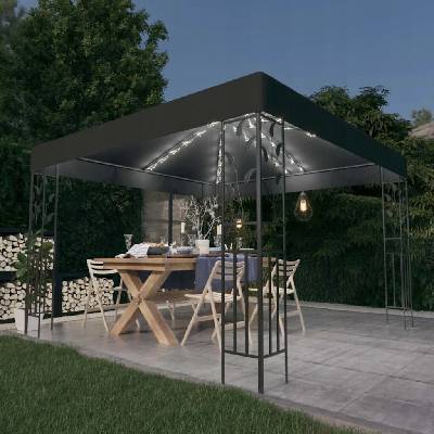vidaXL Pavilon s pohádkovými světly LED 3x3 m antracitový – Hledejceny.cz