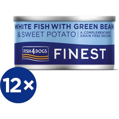 Fish4Dogs Finest s bielou rybou sladkými zemiakmi a zelenými fazuľkami 85 g