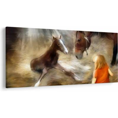 Obraz - Vitaj na svete, žriebätko, jednodielne 200x100 cm