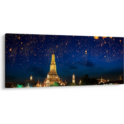 Obraz - Lampióny štěstí, Bangkok, jednodílný 120x50 cm – Hledejceny.cz