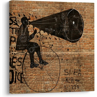 Obraz - Muž na bicykli v Banksyho štýle, jednodielne 50x50 cm