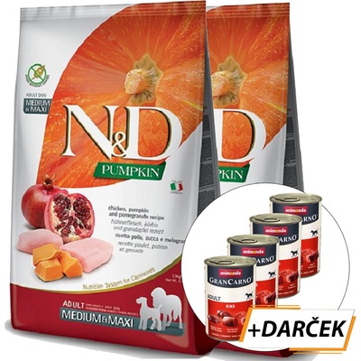 N&D Grain Free Pumpkin Adult Medium / Maxi Chicken & Pomegranate 2 x 12 kg