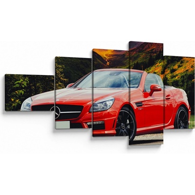 Obraz - červený Mercedes, päťdielne 110x60 cm