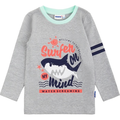 Winkiki Kids Wear chlapecké tričko s dlouhým rukávem Surfer šedý melanž