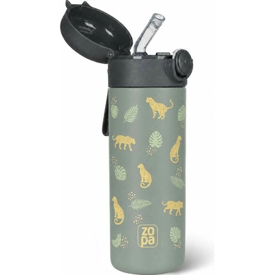 Zopa termoska na tekutiny so slamkou a silikónovým držiakom 350 ml Wild Gepard