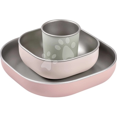 Beaba Stainless Steel Meal Set Cotton Candy 3 dielna ružová od 4 mes