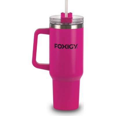 Foxigy Termohrnek do auta s brčkem 1200 ml Fuchsia