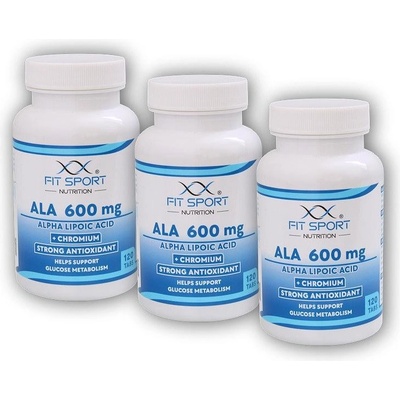 FitSport Nutrition 3x ALA 600 mg Alpha Lipoic Acid + Chromium 120 tablet Kyselina Alfa Lipoová