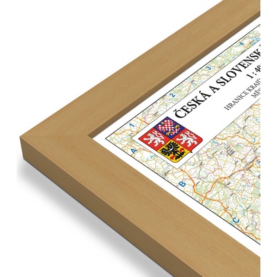 Excart Maps ČR + SR - nástěnná mapa 200 x 140 cm Varianta: mapa v dřevěném rámu, Provedení: Pegi jádro ořechu