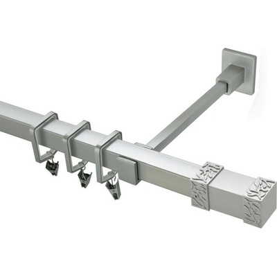 OK-GarnýžeCZ - Garnýž kovová hranatá jednořadá 20x20mm Roma satina 470 cm do stěny / na tunýlek - bez kroužků