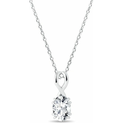 Klenota Náhrdelník s oválným diamantem v bílém zlatě N0992202
