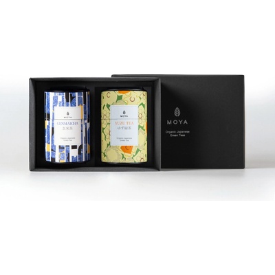Moya dvojitá sada sypaných čajů Yuzu tea & Genmaicha 2 x 60 g