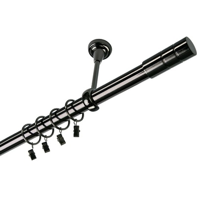 OK-GarnýžeCY Garnýž kovová jednořadá 25mm Cylinder onyx 420 cm do stěny / kroužky s žabkou
