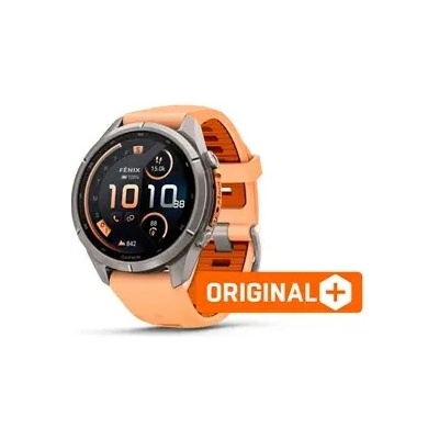 Garmin fenix 9 Pro - inReach, 43mm, AMOLED, Sapphire, Titanium, Shell Pink/Autumn Orange band 010-04335-01