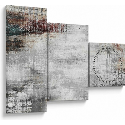 Obraz - Abstraktné textúrované plátno (s hodinami), trojdielne 90x70 cm s hodinami