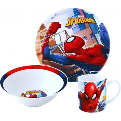 STOR Detská keramická jedálenská súprava Spiderman 3 ks