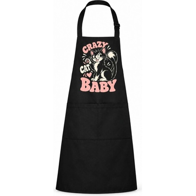 Dobrý Triko Zástěra s potiskem Cat baby Černá