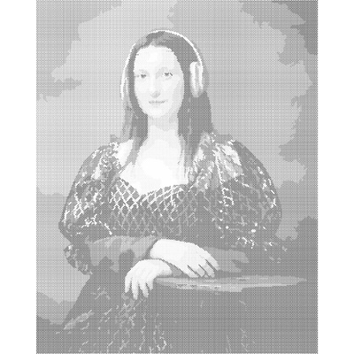 ZUTY Bodkovanie - MONA LISA SO SLÚCHADLAMI Rámovanie: vypnuté plátno na rám, Rozmer: 40x50 cm