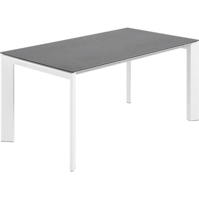 Kave Home Antracitový rozkládací jídelní stůl Axis II. 160/220 x 90 cm, bílá podnož