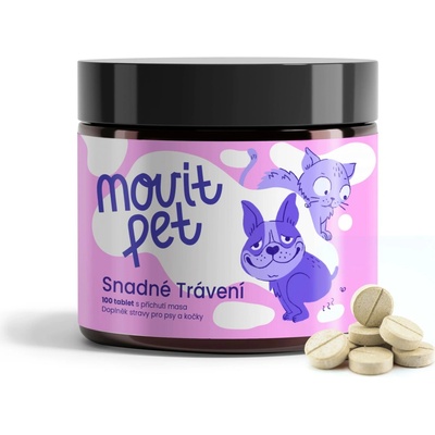 MOVit PET Snadné Trávení s příchutí masa 100 tbl
