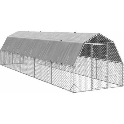 vidaXL Výběh pro slepice se střechou 2,5 × 10 × 2,25 m pozinkovaná ocel 9799.3328524