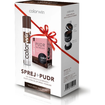 Colorwin sprej 75 ml + pudr 3,2 g na krytí šedin tmavě hnědý